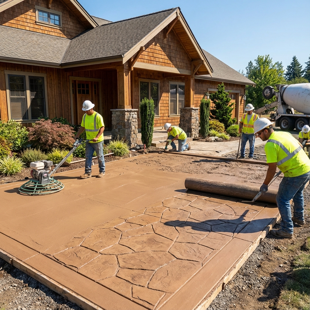 Stamped concrete patio in Riverside