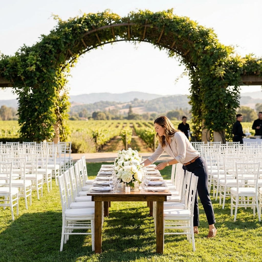 Beautiful outdoor wedding setup in Orange County